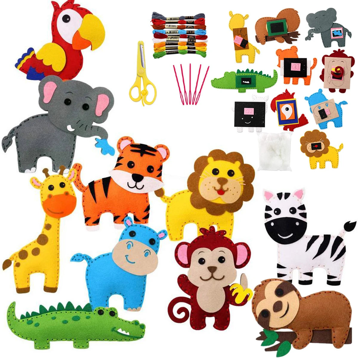 Kids Sewing Kit Woodland Animals Craft Kit DIY Sewing Felt Plush Animals for Kids Beginners Educational Sewing Set Girl Art Toy