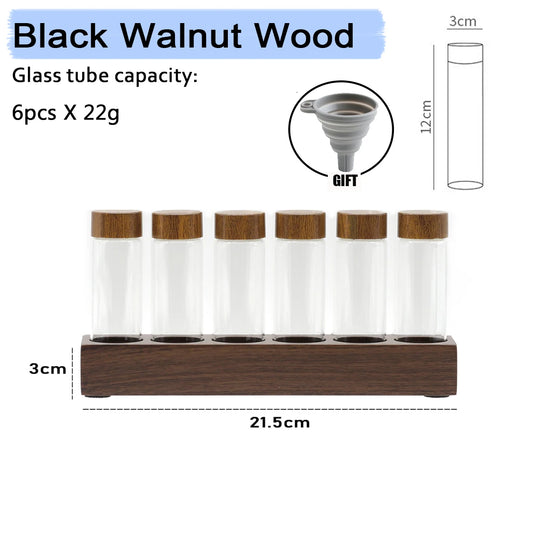 Coffee Beans Storage Container Display Rack Walnut Tea Tube Bottle Glass Espresso Coffee Accessories Tool Barista Coffeware Sets