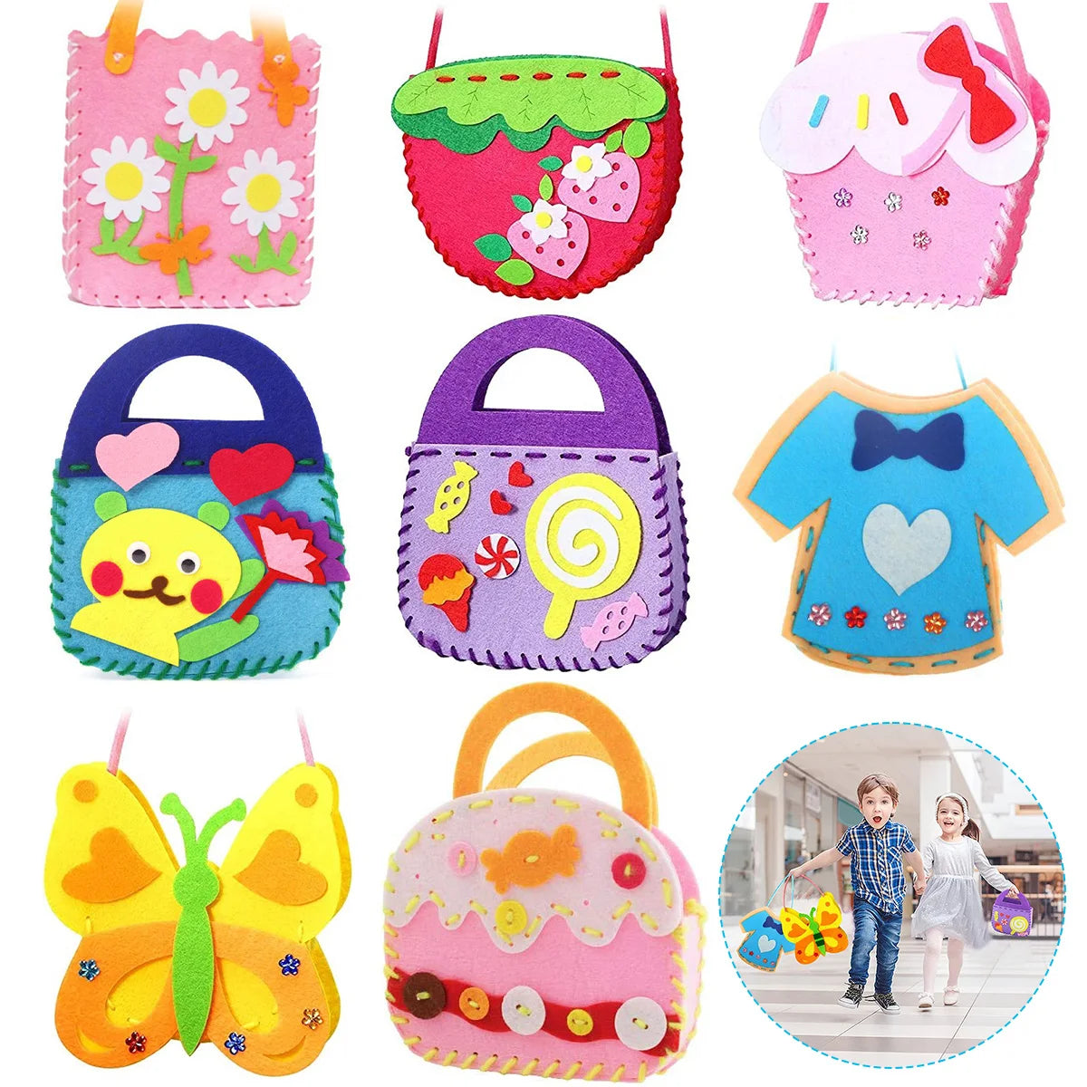 Kids Sewing Kit Woodland Animals Craft Kit DIY Sewing Felt Plush Animals for Kids Beginners Educational Sewing Set Girl Art Toy