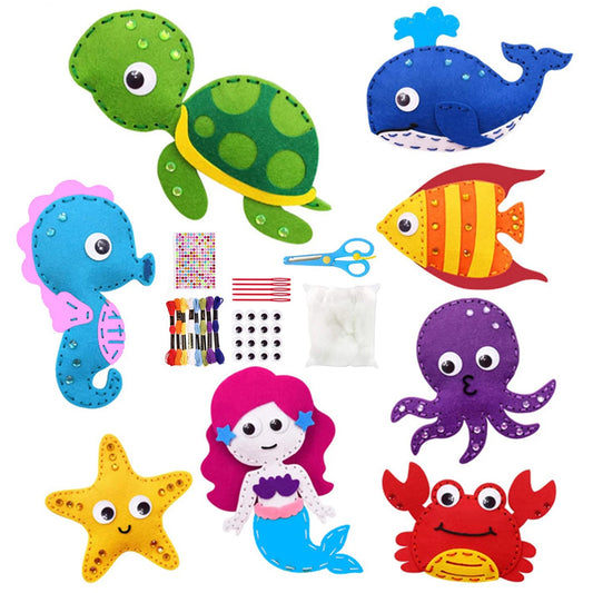 Kids Sewing Kit Woodland Animals Craft Kit DIY Sewing Felt Plush Animals for Kids Beginners Educational Sewing Set Girl Art Toy