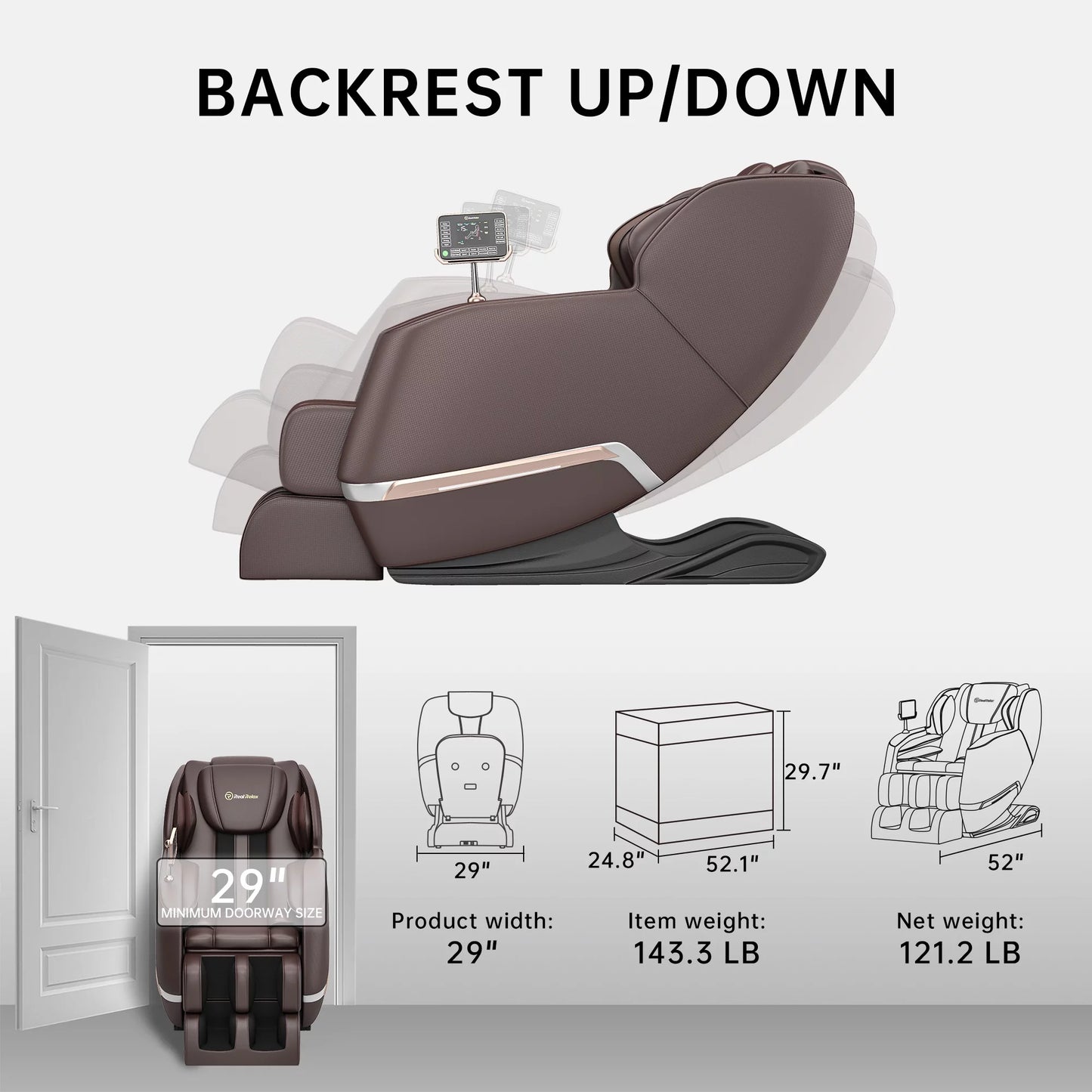 Full Body Zero Gravity Shiatsu Recliner Electric Massage Chair, Brown