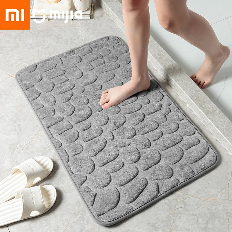 Mijia Bathroom Bath Mat Non-Slip Carpets 3D Cobblestone Embossed Memory Foam Pad Absorbent Bathroom Living Room Floor Mat