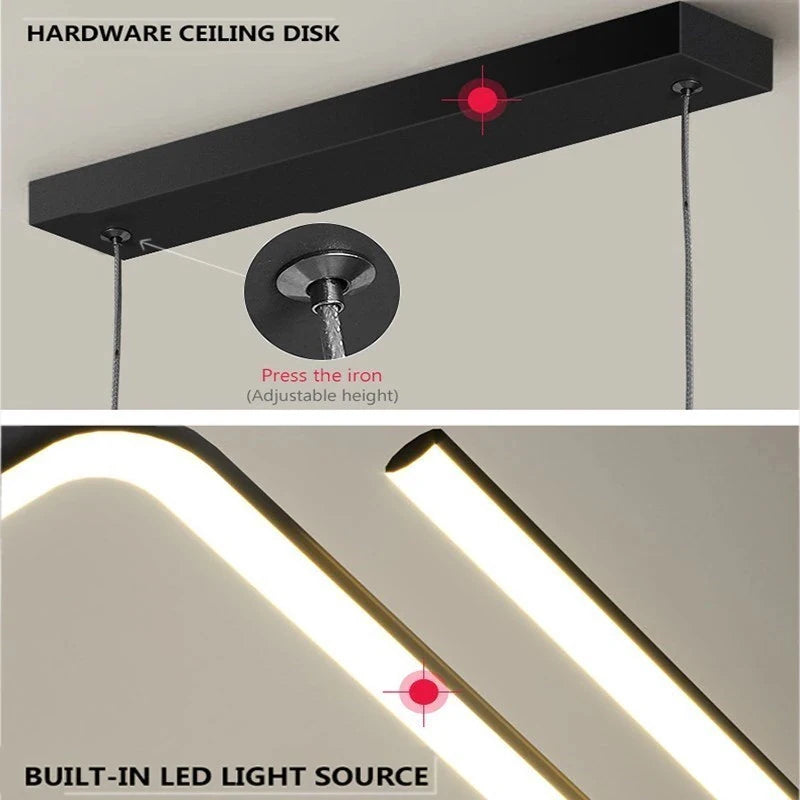 Modern LED Pendant Light Gold/Black Long Line Pendant Light for Restaurant Study Kitchen Office Coffee Home Decoration Luxury