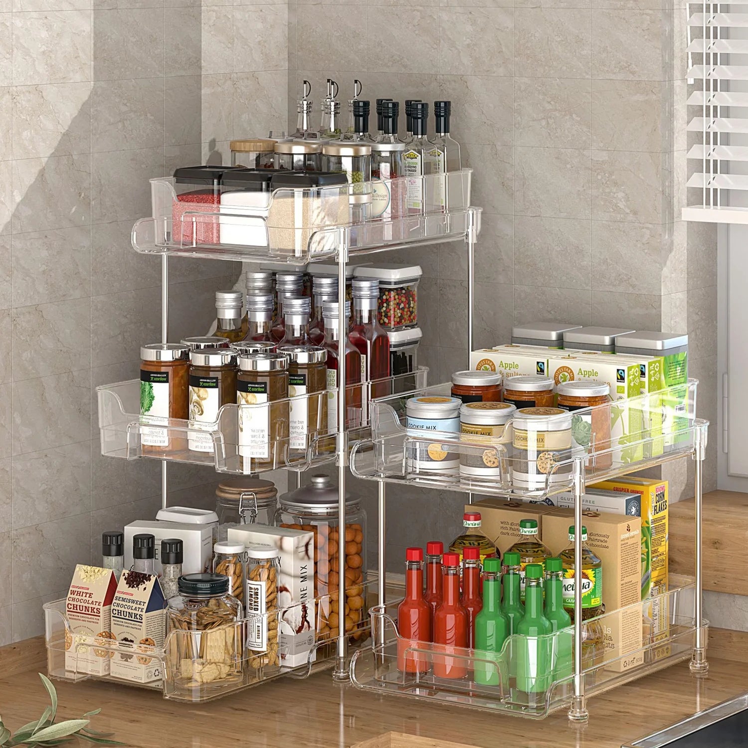 2-Pack under Sink Organizer Storage, 2-Tier 11.4" Tall under Sink Storage Organizer, Clear