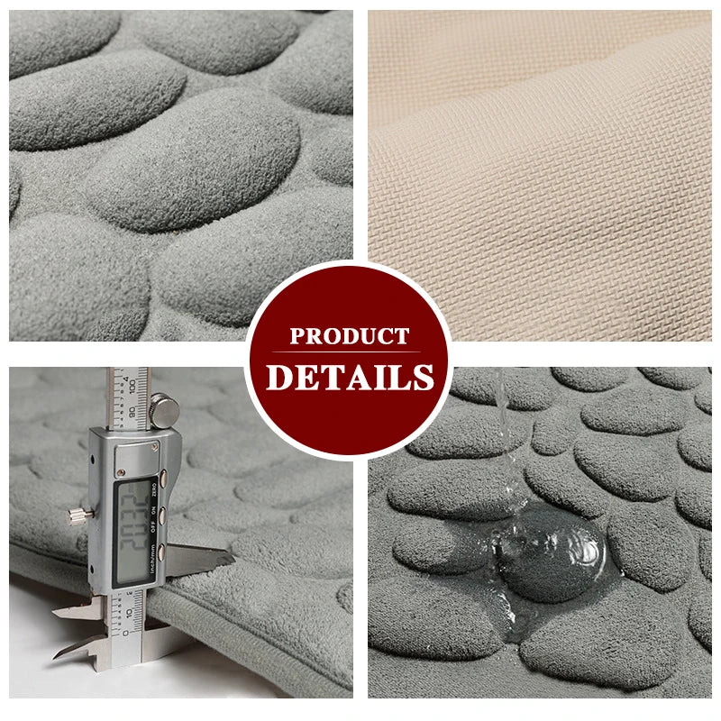 Mijia Bathroom Bath Mat Non-Slip Carpets 3D Cobblestone Embossed Memory Foam Pad Absorbent Bathroom Living Room Floor Mat