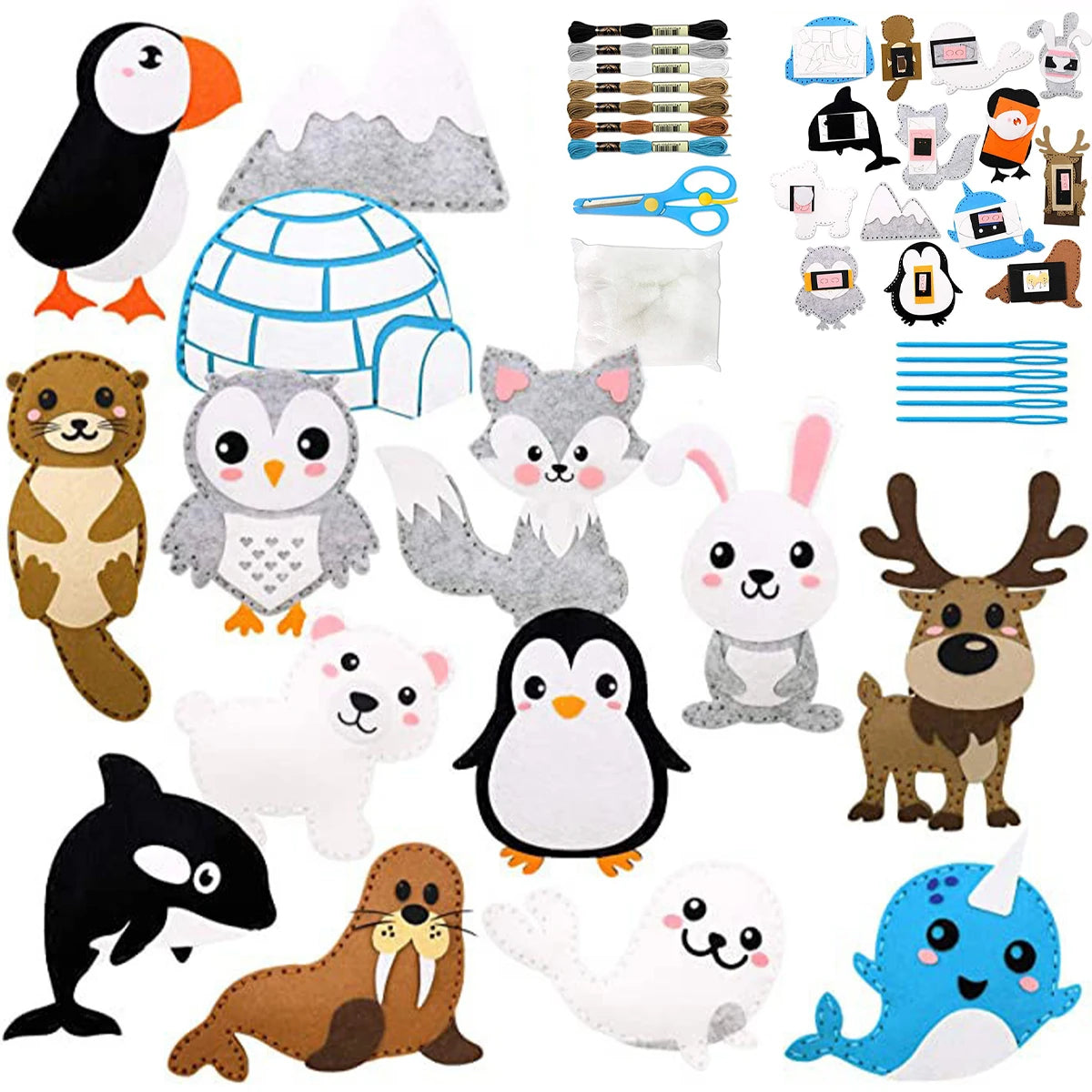 Kids Sewing Kit Woodland Animals Craft Kit DIY Sewing Felt Plush Animals for Kids Beginners Educational Sewing Set Girl Art Toy