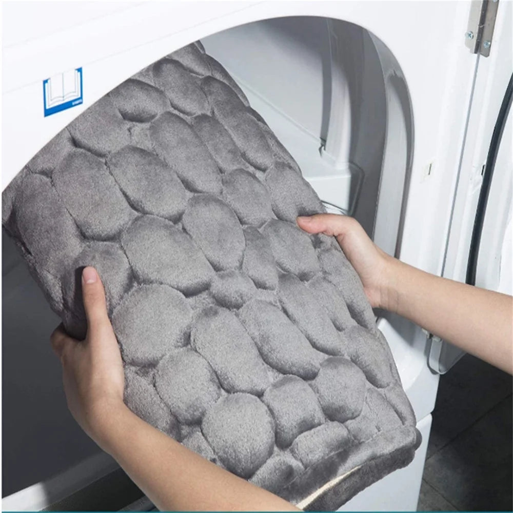 Christmas Saving Clearance!  Cobblestone-Embossed Bathroom Rugs Bath Mat Memory Foam Pad Floor Rugs Carpets Doormat, Super Soft, Non-Slip, Quick-Drying, Room Decor, Beige, 15.7X23.6