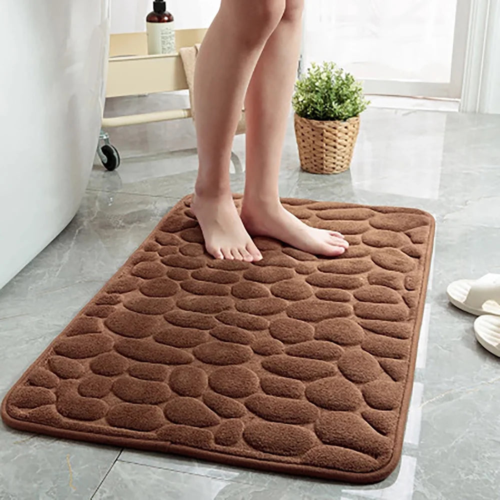 Christmas Saving Clearance!  Cobblestone-Embossed Bathroom Rugs Bath Mat Memory Foam Pad Floor Rugs Carpets Doormat, Super Soft, Non-Slip, Quick-Drying, Room Decor, Beige, 15.7X23.6