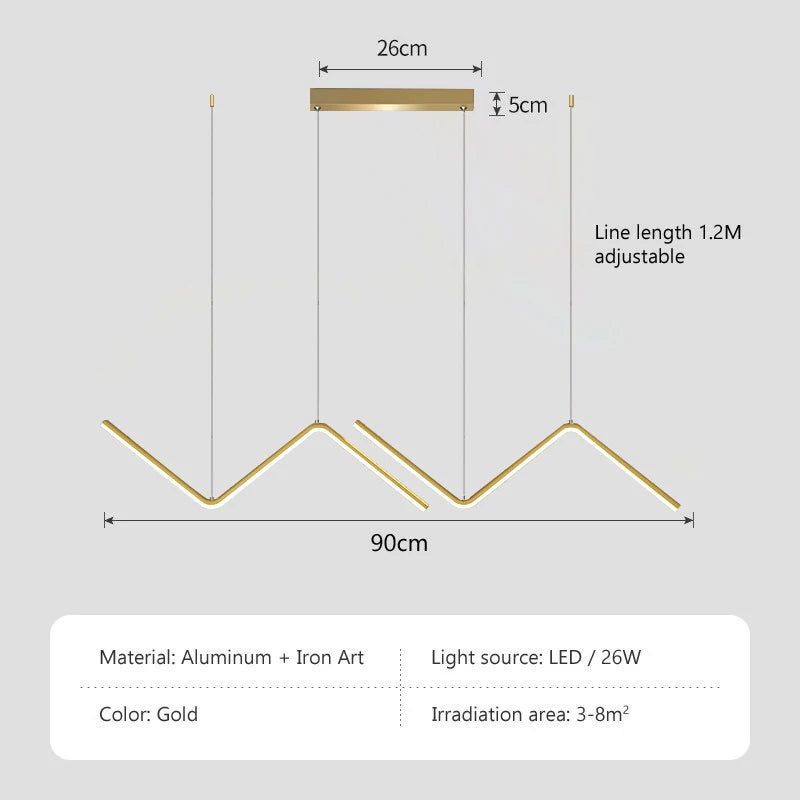 Modern LED Pendant Light Gold/Black Long Line Pendant Light for Restaurant Study Kitchen Office Coffee Home Decoration Luxury