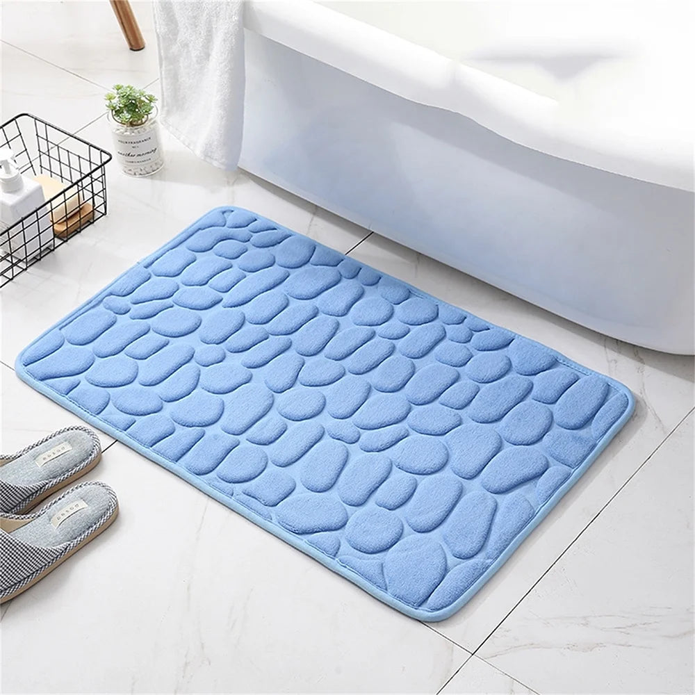 Christmas Saving Clearance!  Cobblestone-Embossed Bathroom Rugs Bath Mat Memory Foam Pad Floor Rugs Carpets Doormat, Super Soft, Non-Slip, Quick-Drying, Room Decor, Beige, 15.7X23.6