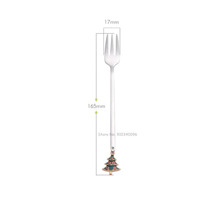 Wholesale Christmas Coffee Spoon & Fork Sets Coffee Stirring Spoon Creative Dessert Tea Spoon Shovel Christmas Gift Box