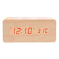 LED Electric Alarm Clock Digital Wooden Clocks with Phone Wireless Charger Snooze and Brightness Adjustable