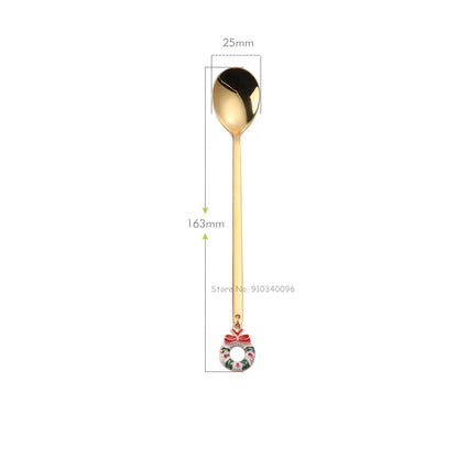 Wholesale Christmas Coffee Spoon & Fork Sets Coffee Stirring Spoon Creative Dessert Tea Spoon Shovel Christmas Gift Box