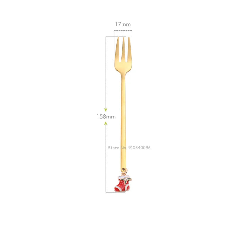Wholesale Christmas Coffee Spoon & Fork Sets Coffee Stirring Spoon Creative Dessert Tea Spoon Shovel Christmas Gift Box