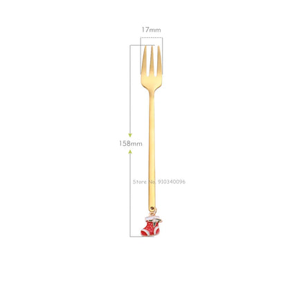Wholesale Christmas Coffee Spoon & Fork Sets Coffee Stirring Spoon Creative Dessert Tea Spoon Shovel Christmas Gift Box