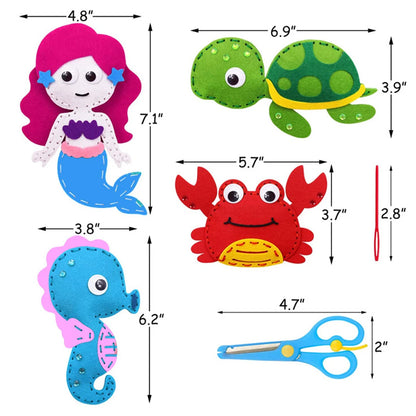 Kids Sewing Kit Woodland Animals Craft Kit DIY Sewing Felt Plush Animals for Kids Beginners Educational Sewing Set Girl Art Toy