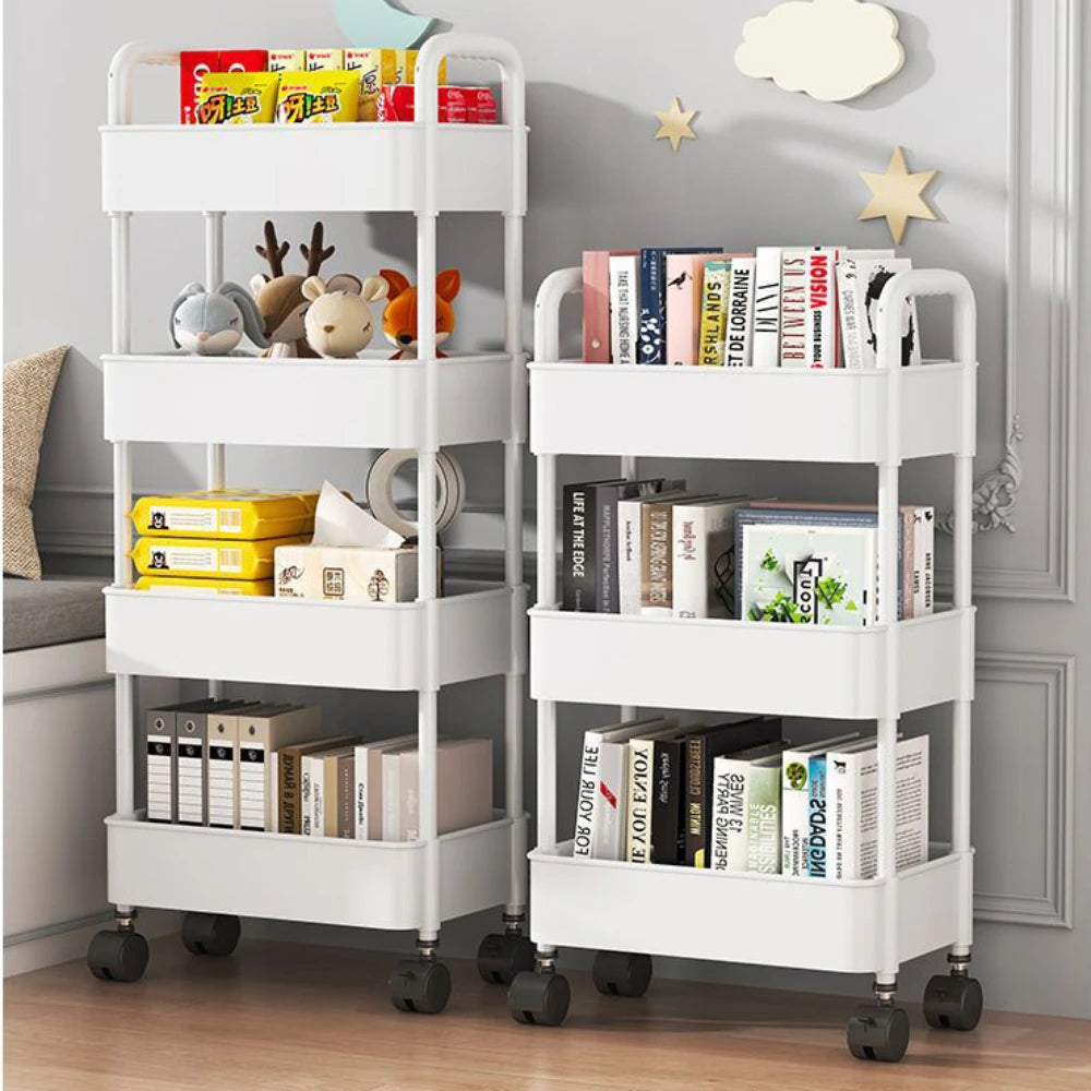 Mobile Bookshelf Trolley Household Kitchen Organizers and Storage Rack Home Bathroom Cart with Wheels Living Room Snacks Shelves