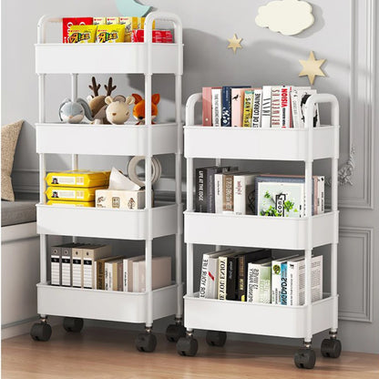 Mobile Bookshelf Trolley Household Kitchen Organizers and Storage Rack Home Bathroom Cart with Wheels Living Room Snacks Shelves