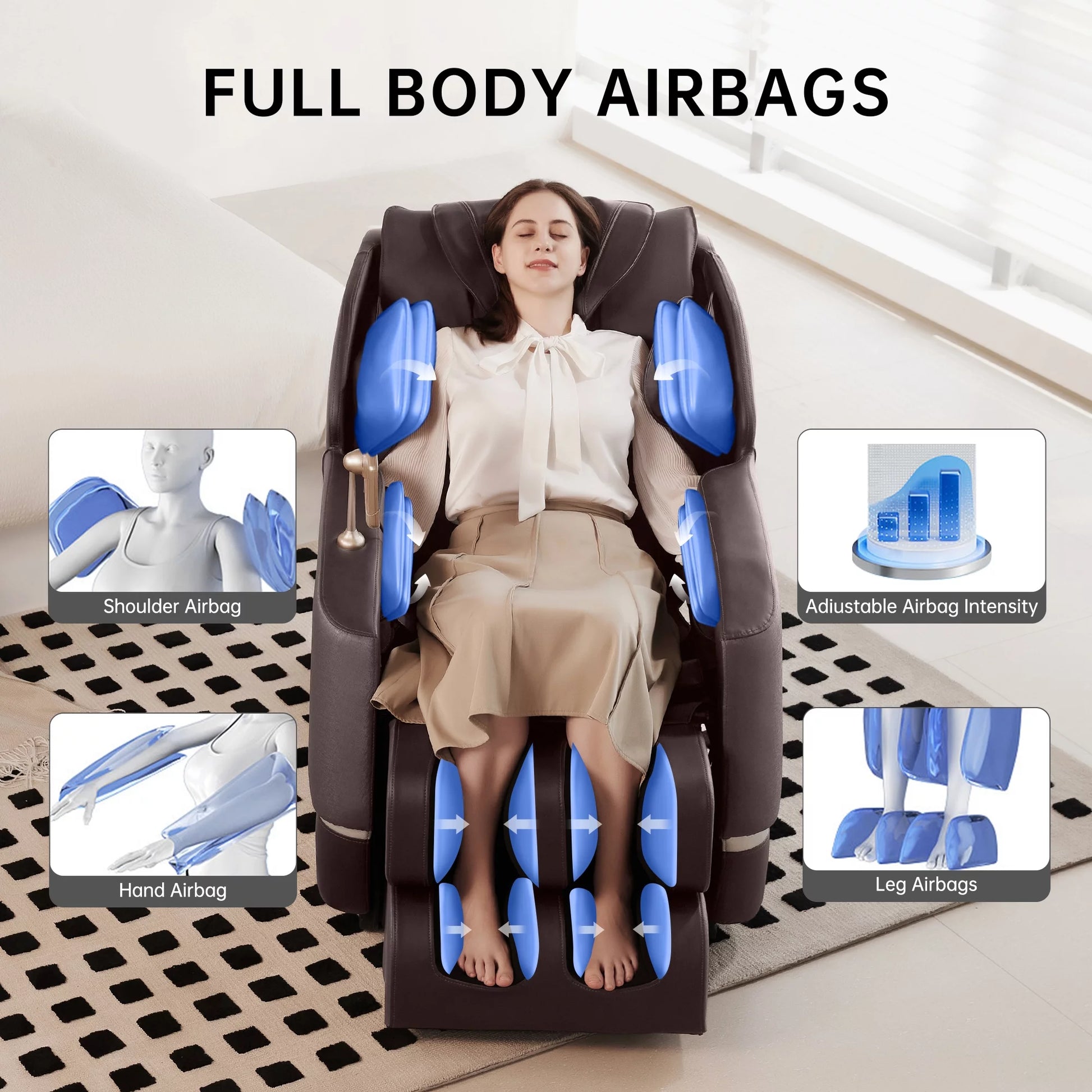 Full Body Zero Gravity Shiatsu Recliner Electric Massage Chair, Brown