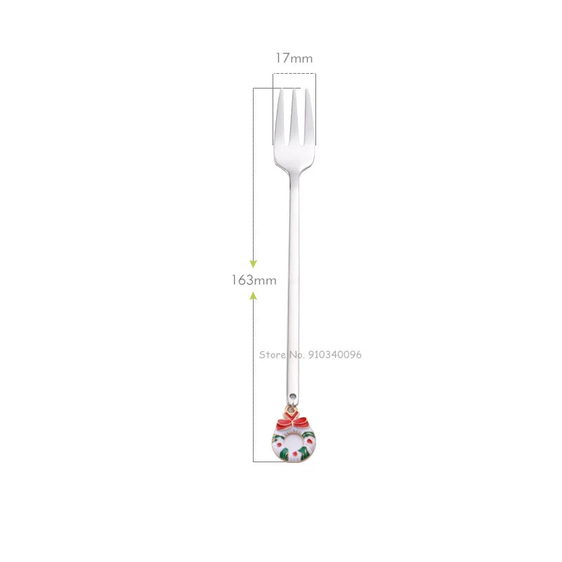 Wholesale Christmas Coffee Spoon & Fork Sets Coffee Stirring Spoon Creative Dessert Tea Spoon Shovel Christmas Gift Box