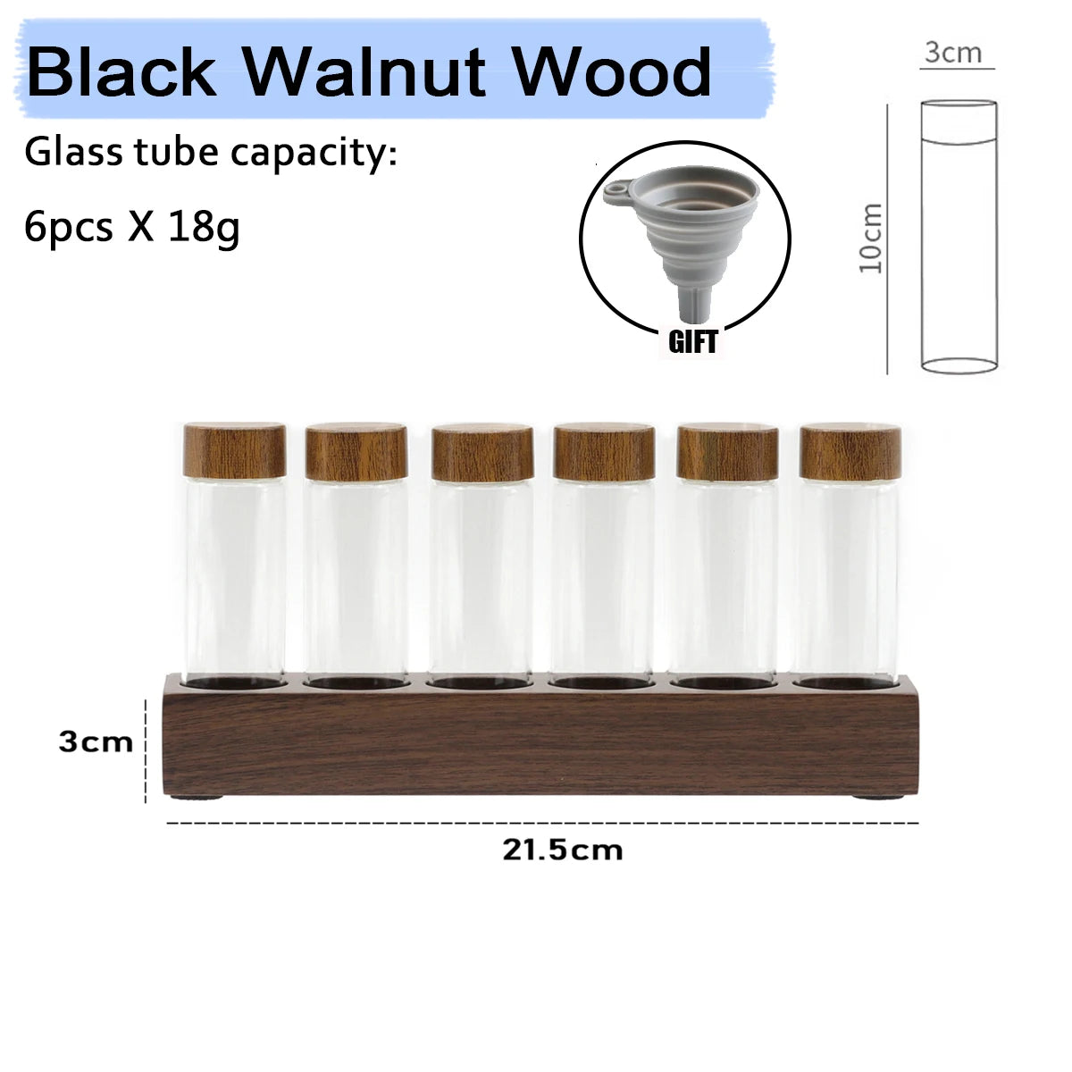 Coffee Beans Storage Container Display Rack Walnut Tea Tube Bottle Glass Espresso Coffee Accessories Tool Barista Coffeware Sets