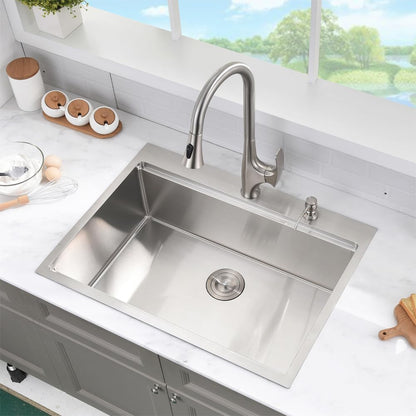33 Inch Drop in Kitchen Sink Workstation -  33X22 Inch Topmount Sink Single Bowl 16 Gauge Stainless Steel Kitchen Sink Drop in with Cutting Board