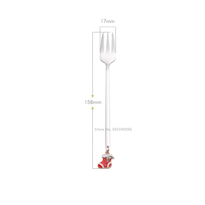 Wholesale Christmas Coffee Spoon & Fork Sets Coffee Stirring Spoon Creative Dessert Tea Spoon Shovel Christmas Gift Box