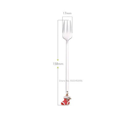 Wholesale Christmas Coffee Spoon & Fork Sets Coffee Stirring Spoon Creative Dessert Tea Spoon Shovel Christmas Gift Box