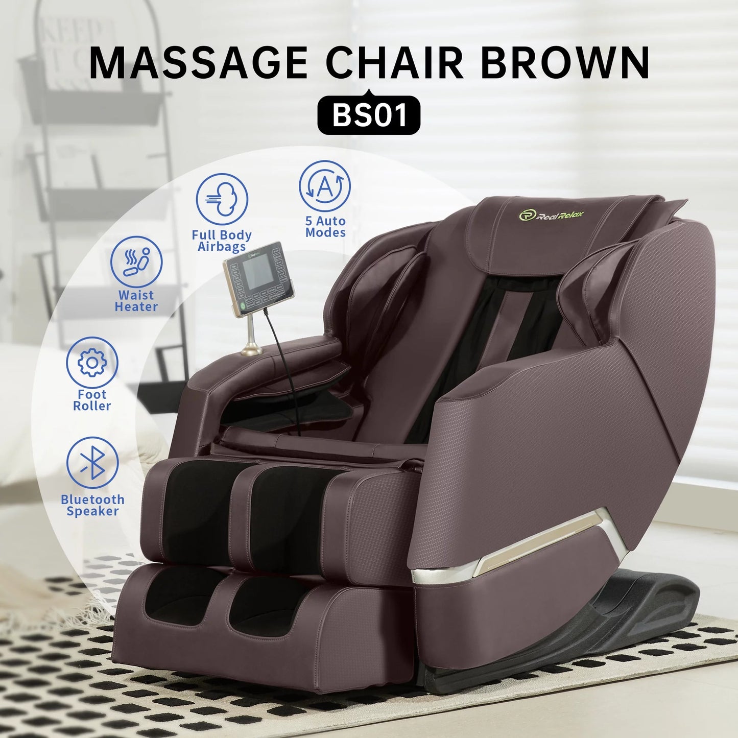 Full Body Zero Gravity Shiatsu Recliner Electric Massage Chair, Brown