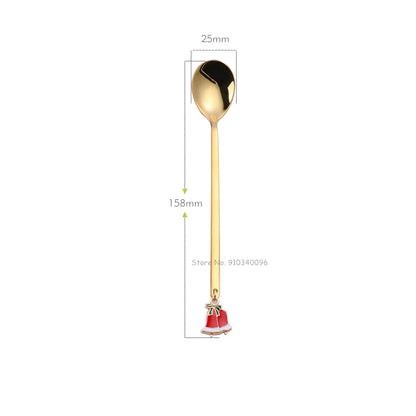 Wholesale Christmas Coffee Spoon & Fork Sets Coffee Stirring Spoon Creative Dessert Tea Spoon Shovel Christmas Gift Box