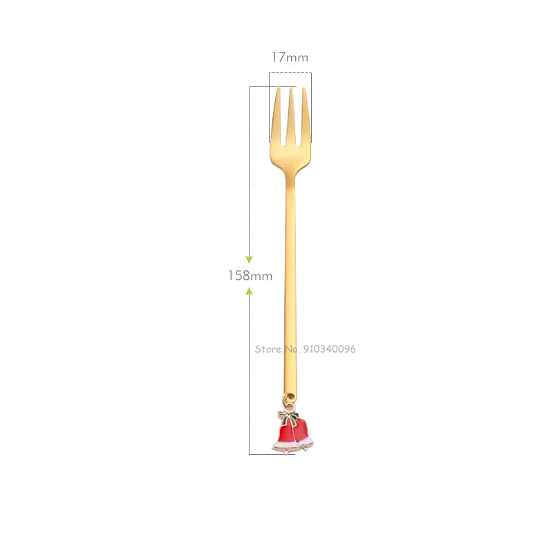 Wholesale Christmas Coffee Spoon & Fork Sets Coffee Stirring Spoon Creative Dessert Tea Spoon Shovel Christmas Gift Box