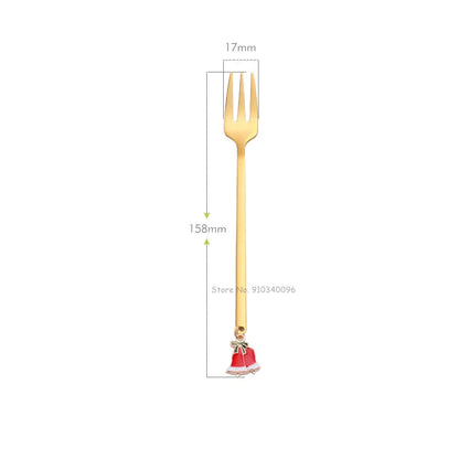 Wholesale Christmas Coffee Spoon & Fork Sets Coffee Stirring Spoon Creative Dessert Tea Spoon Shovel Christmas Gift Box