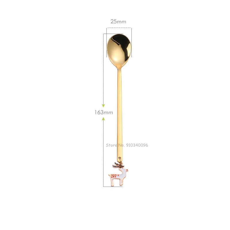 Wholesale Christmas Coffee Spoon & Fork Sets Coffee Stirring Spoon Creative Dessert Tea Spoon Shovel Christmas Gift Box