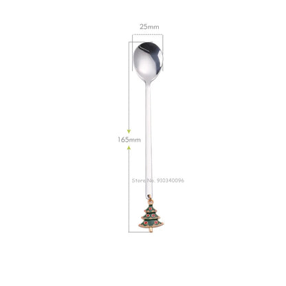 Wholesale Christmas Coffee Spoon & Fork Sets Coffee Stirring Spoon Creative Dessert Tea Spoon Shovel Christmas Gift Box