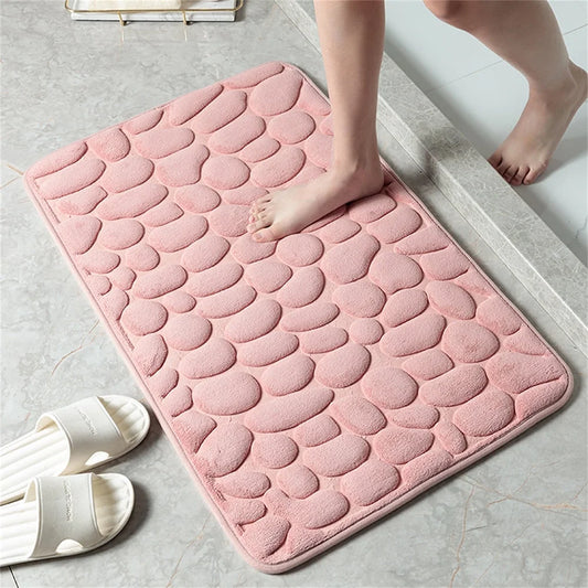 Christmas Saving Clearance!  Cobblestone-Embossed Bathroom Rugs Bath Mat Memory Foam Pad Floor Rugs Carpets Doormat, Super Soft, Non-Slip, Quick-Drying, Room Decor, Beige, 15.7X23.6