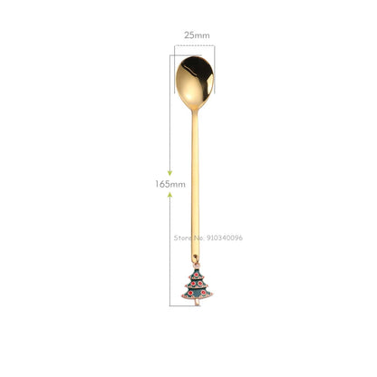 Wholesale Christmas Coffee Spoon & Fork Sets Coffee Stirring Spoon Creative Dessert Tea Spoon Shovel Christmas Gift Box