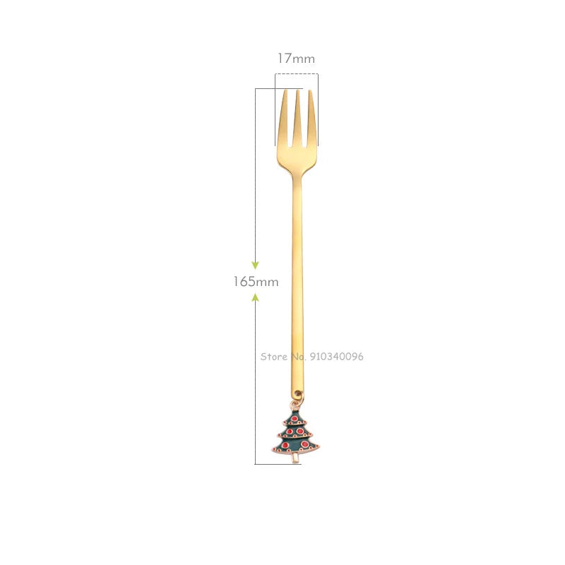 Wholesale Christmas Coffee Spoon & Fork Sets Coffee Stirring Spoon Creative Dessert Tea Spoon Shovel Christmas Gift Box