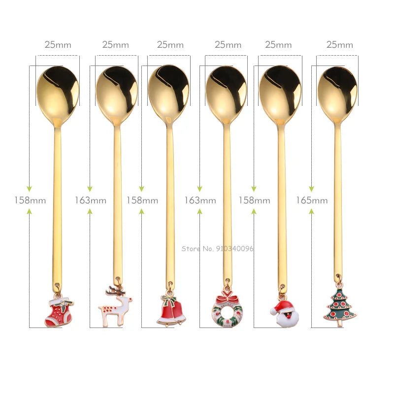 Wholesale Christmas Coffee Spoon & Fork Sets Coffee Stirring Spoon Creative Dessert Tea Spoon Shovel Christmas Gift Box