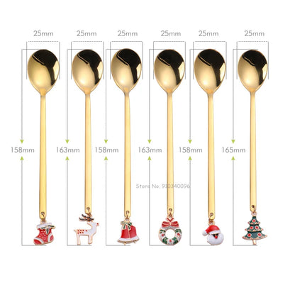 Wholesale Christmas Coffee Spoon & Fork Sets Coffee Stirring Spoon Creative Dessert Tea Spoon Shovel Christmas Gift Box
