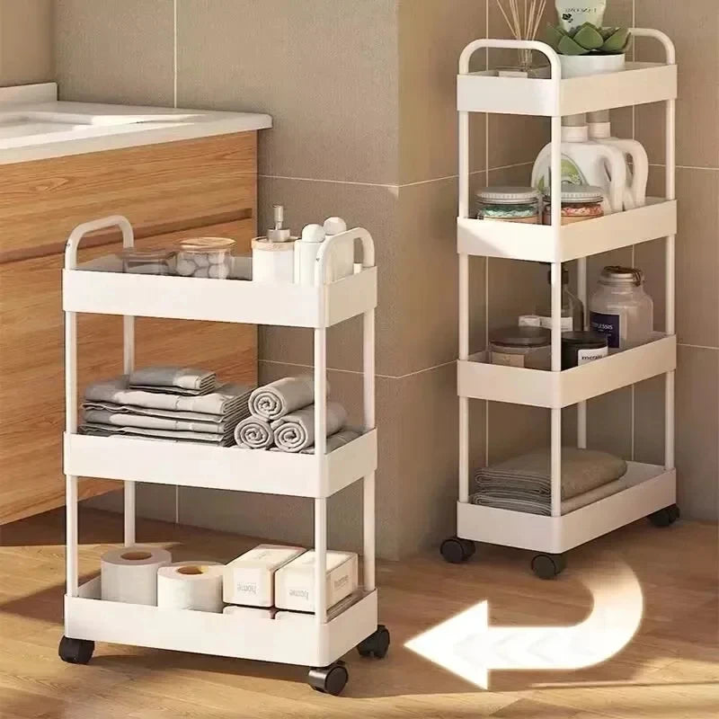 Mobile Bookshelf Trolley Household Kitchen Organizers and Storage Rack Home Bathroom Cart with Wheels Living Room Snacks Shelves