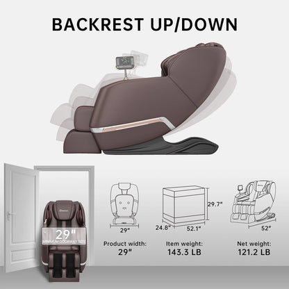 Full Body Zero Gravity Shiatsu Recliner Electric Massage Chair, Brown