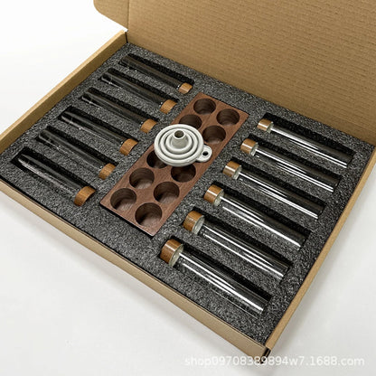 Coffee Beans Storage Container Display Rack Walnut Tea Tube Bottle Glass Espresso Coffee Accessories Tool Barista Coffeware Sets
