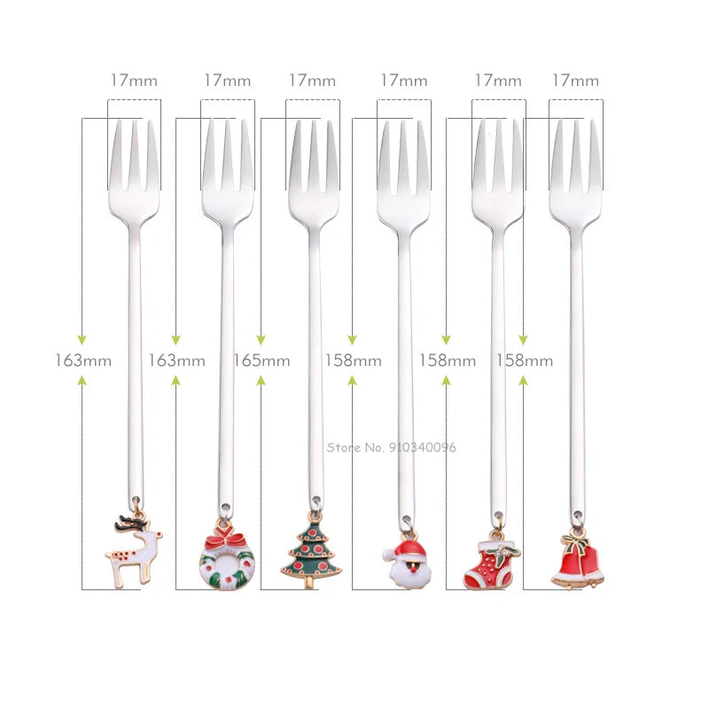 Wholesale Christmas Coffee Spoon & Fork Sets Coffee Stirring Spoon Creative Dessert Tea Spoon Shovel Christmas Gift Box