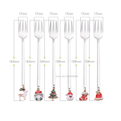 Wholesale Christmas Coffee Spoon & Fork Sets Coffee Stirring Spoon Creative Dessert Tea Spoon Shovel Christmas Gift Box