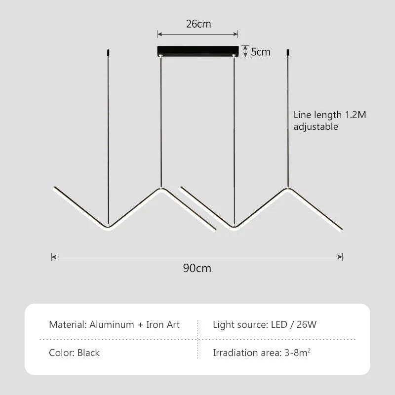 Modern LED Pendant Light Gold/Black Long Line Pendant Light for Restaurant Study Kitchen Office Coffee Home Decoration Luxury