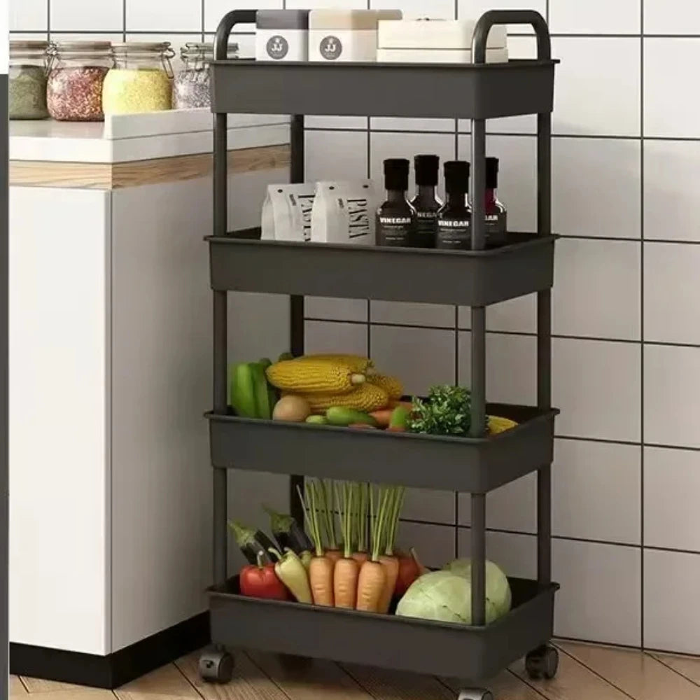Mobile Bookshelf Trolley Household Kitchen Organizers and Storage Rack Home Bathroom Cart with Wheels Living Room Snacks Shelves