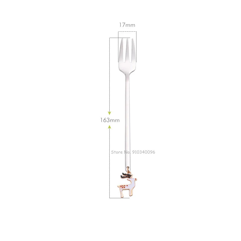 Wholesale Christmas Coffee Spoon & Fork Sets Coffee Stirring Spoon Creative Dessert Tea Spoon Shovel Christmas Gift Box