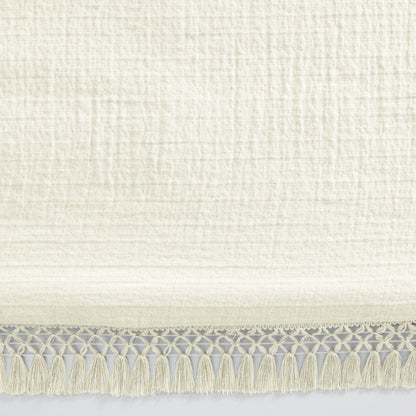 3-Piece Cream Textured Matelassé Duvet Cover Set, Full/Queen