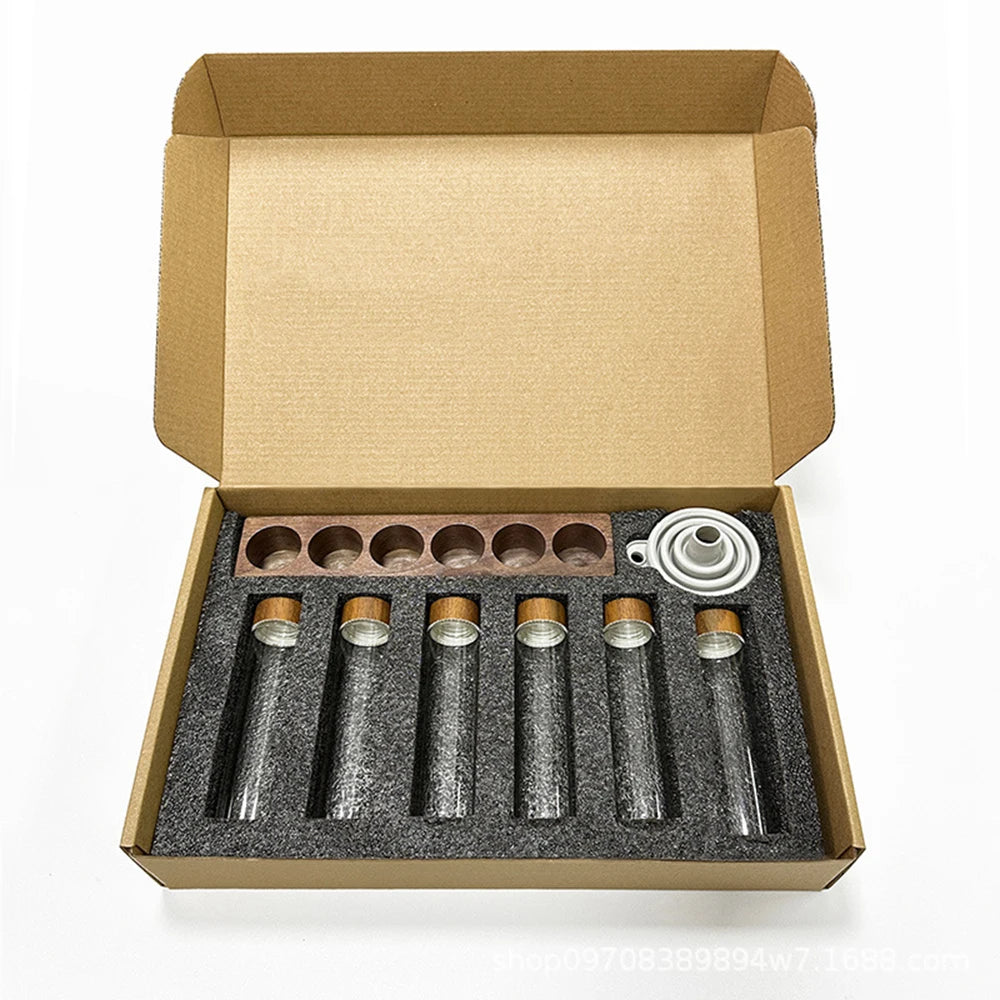 Coffee Beans Storage Container Display Rack Walnut Tea Tube Bottle Glass Espresso Coffee Accessories Tool Barista Coffeware Sets