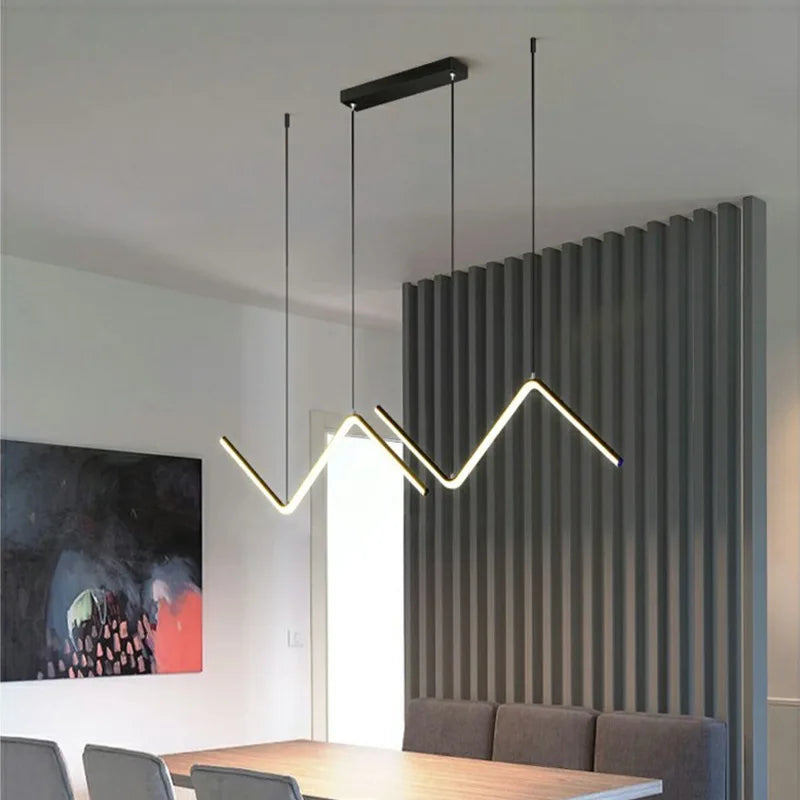 Modern LED Pendant Light Gold/Black Long Line Pendant Light for Restaurant Study Kitchen Office Coffee Home Decoration Luxury